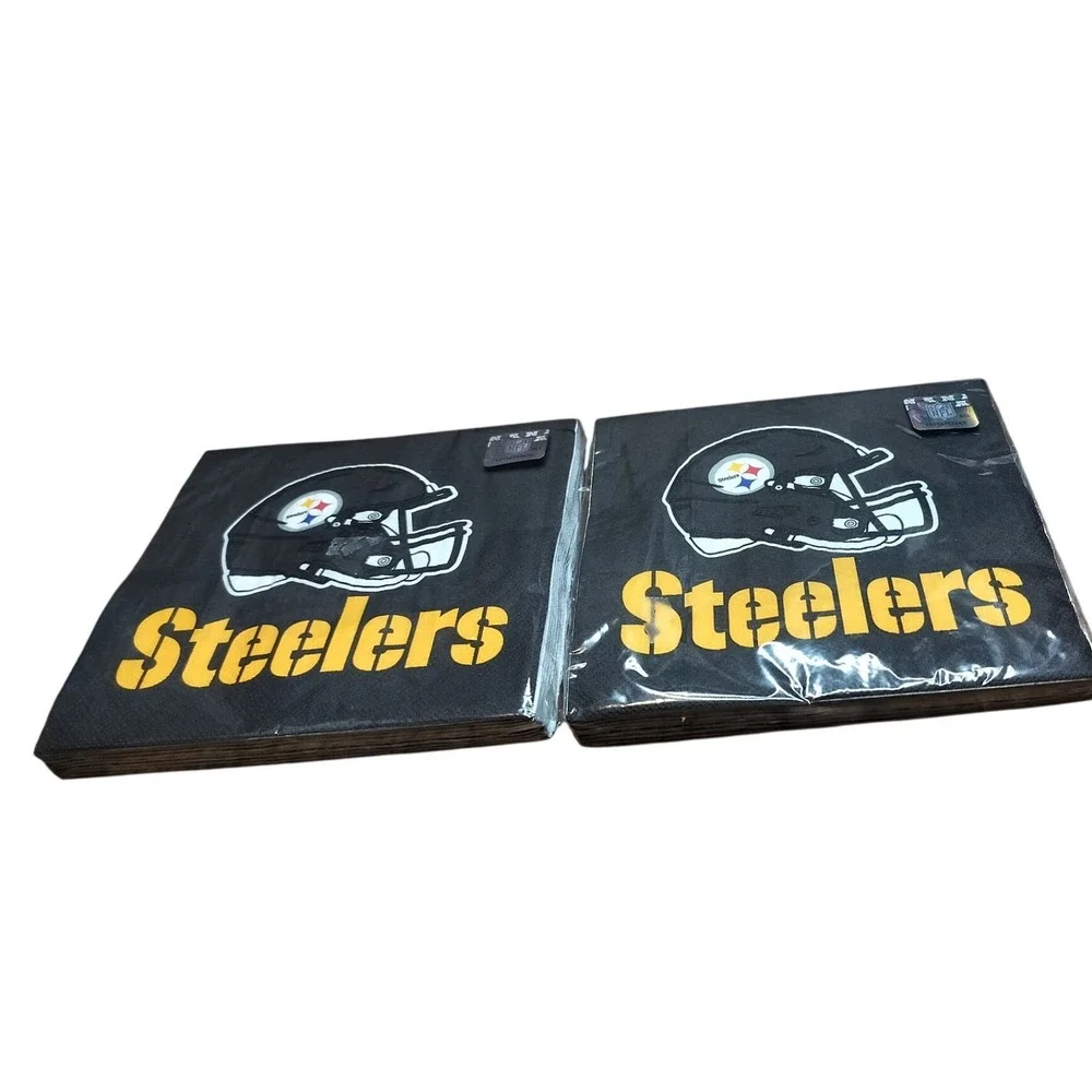 2 Pittsburgh‎ Steelers NFL Football Team Black Paper Napkins 16-2 Ply Party Pack